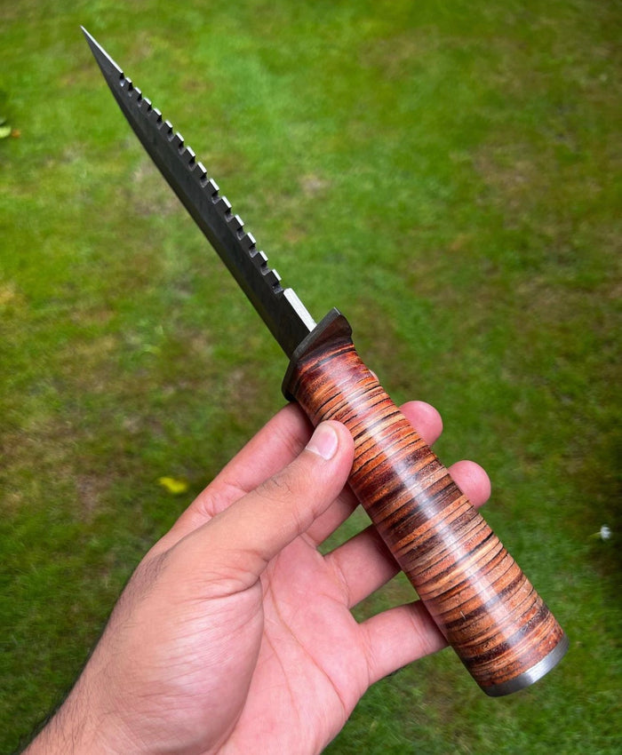 Handmade Damascus Steel Survival ka-bar Hunting knife cskforged