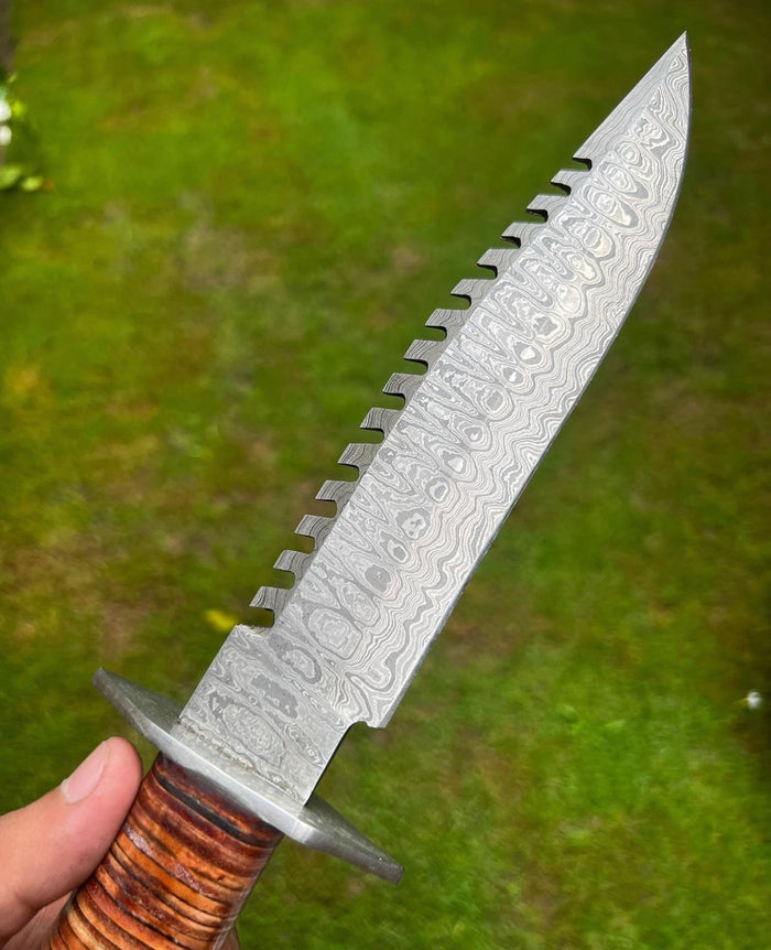 Handmade Damascus Steel Survival ka-bar Hunting knife cskforged