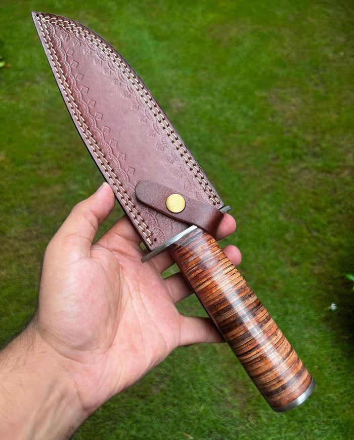 Handmade Damascus Steel Survival ka-bar Hunting knife cskforged