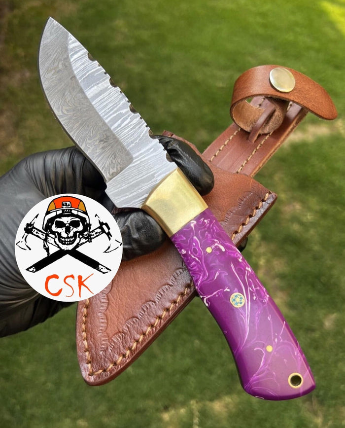 Handmade Damascus Steet Hunting Knife cskforged