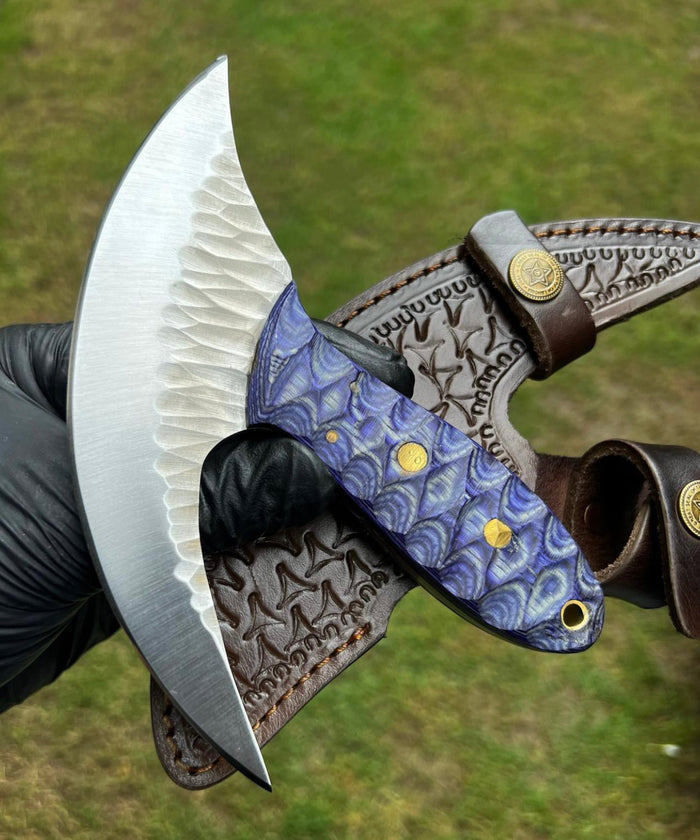 Handmade Damascus Ulu Knife cskforged