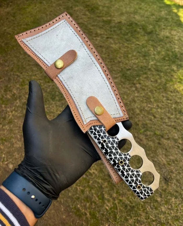 Handmade Full Tang Chopper knife with knuckle handle cskforged