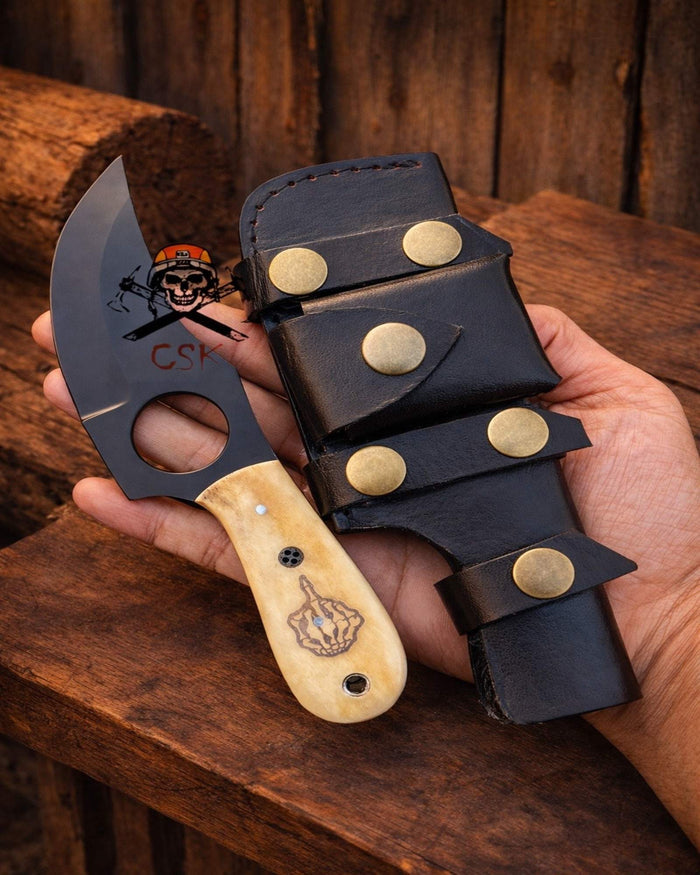 Handmade Jesse Skinner - FTW Camel Bone Handle With Horizontal & Vertical Carry cskforged