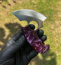 Handmade Made in Alaska Natural Caribou ULU Knife Full Tang Jiggle Resin Handle cskforged