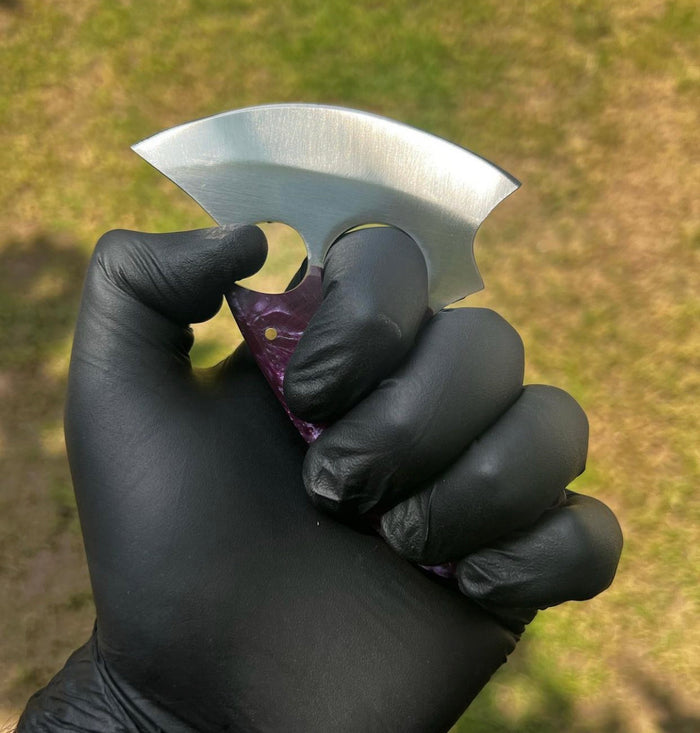 Handmade Made in Alaska Natural Caribou ULU Knife Full Tang Jiggle Resin Handle cskforged