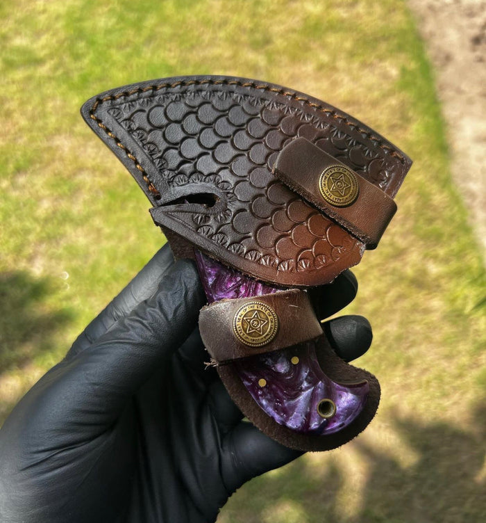 Handmade Made in Alaska Natural Caribou ULU Knife Full Tang Jiggle Resin Handle cskforged