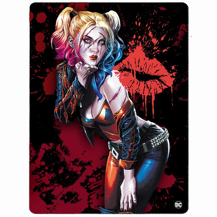 HARLEY QUINN - KISS - Fleece Blanket with Double Sided Print Spiral USA