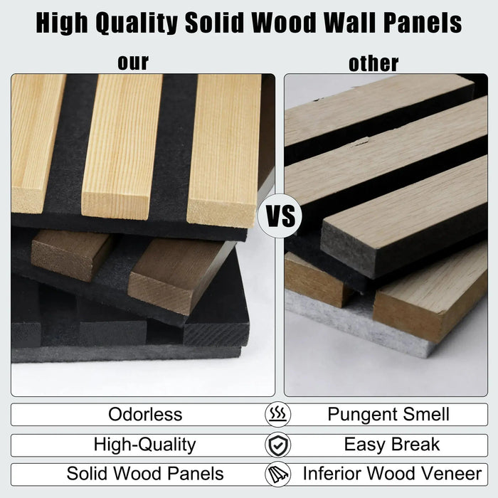 Hausvita Acoustic Solid Wood Slat Wall Panels ( 2 Panels Per Box ) -Wholesale HAUSVITA