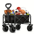 Heavy Duty Utility Portable Foldable Outdoor Beach Garden Wagon Cart with 360° All Terrain Wheels DailySale