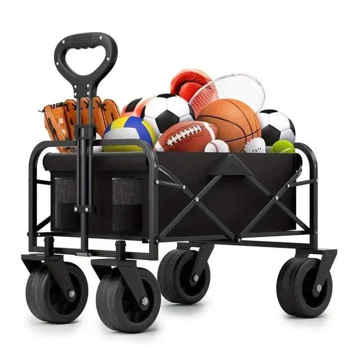 Heavy Duty Utility Portable Foldable Outdoor Beach Garden Wagon Cart with 360° All Terrain Wheels DailySale