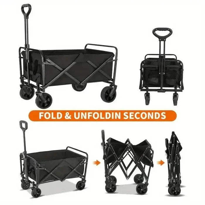Heavy Duty Utility Portable Foldable Outdoor Beach Garden Wagon Cart with 360° All Terrain Wheels DailySale