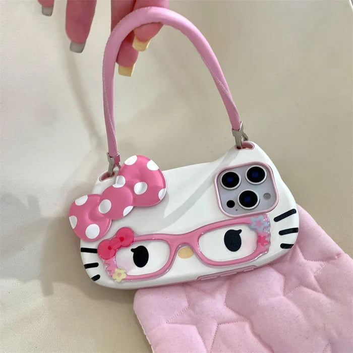 Hello Kitty Glasses Cute Pink Bow Lovely Phone Case PhoneShells