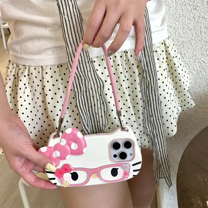 Hello Kitty Glasses Cute Pink Bow Lovely Phone Case PhoneShells
