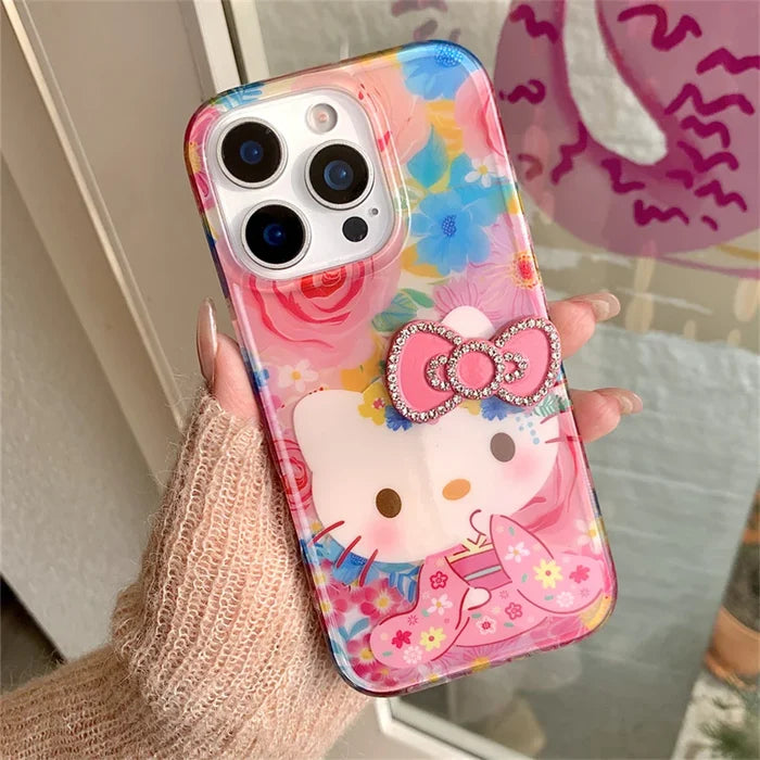 Hello Kitty Pink Diamond Bow Cute Flower Phone Case PhoneShells