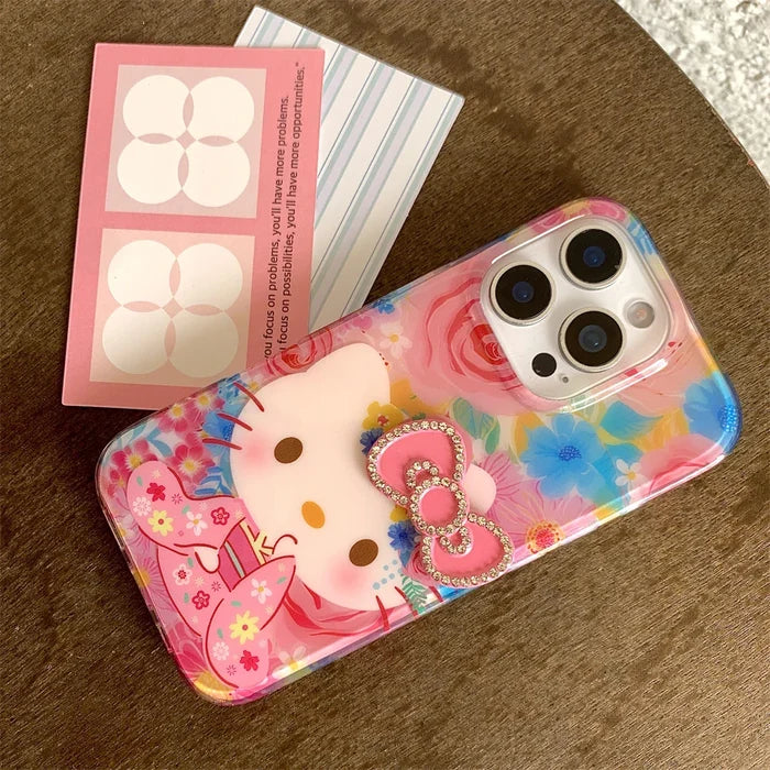 Hello Kitty Pink Diamond Bow Cute Flower Phone Case PhoneShells