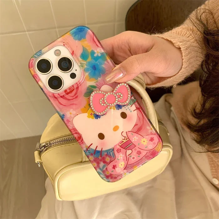 Hello Kitty Pink Diamond Bow Cute Flower Phone Case PhoneShells