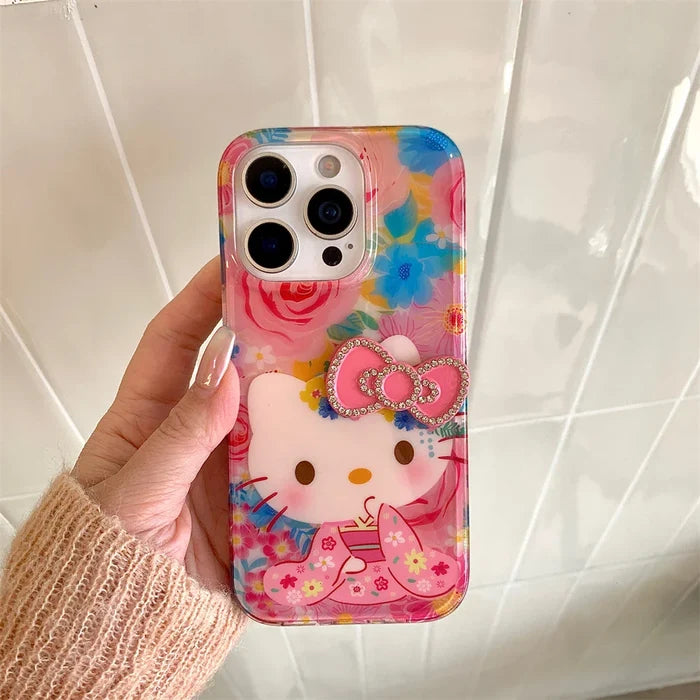 Hello Kitty Pink Diamond Bow Cute Flower Phone Case PhoneShells