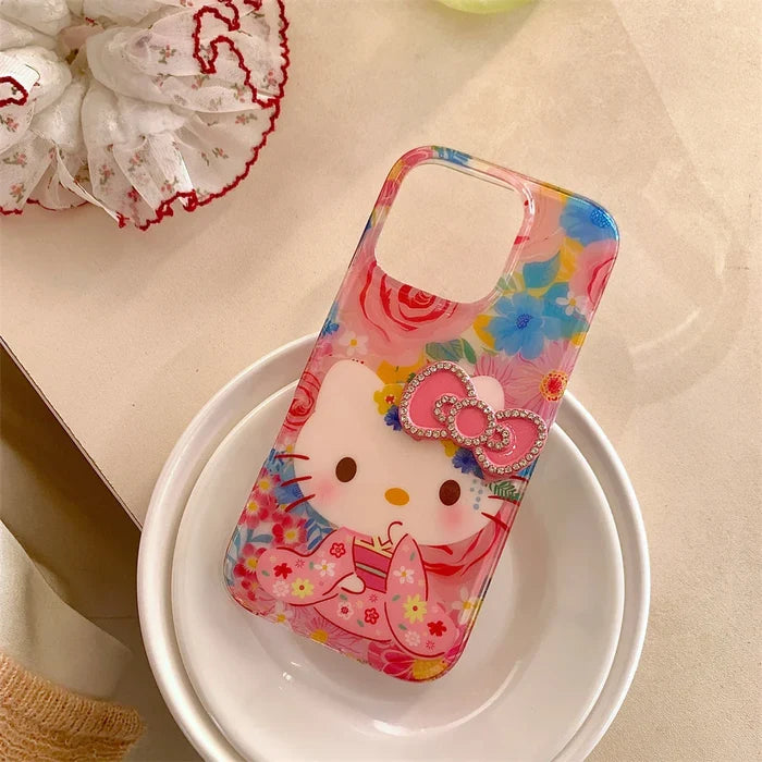 Hello Kitty Pink Diamond Bow Cute Flower Phone Case PhoneShells