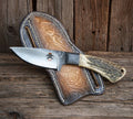 Heritage Working Cowboy Knife – 1095 Steel Antler Handle with Back Belt Sheath cskforged