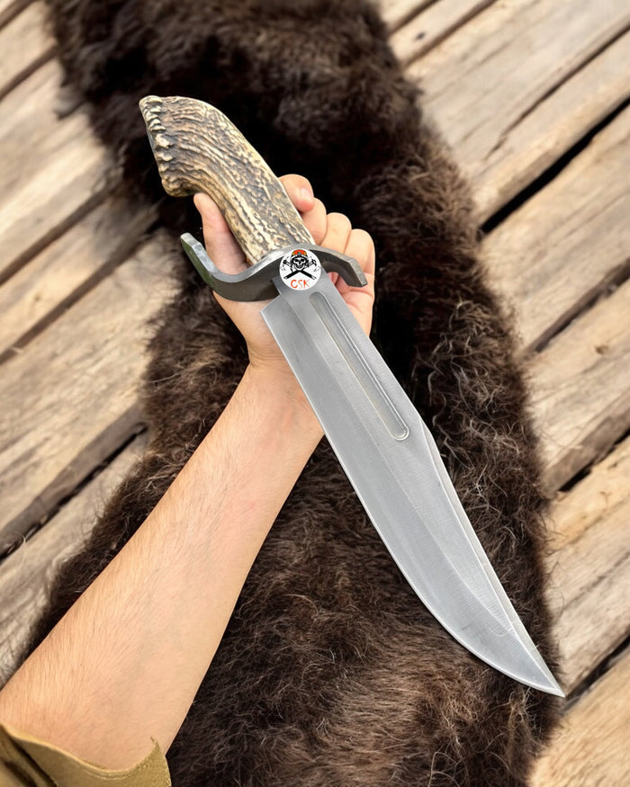 High Carbon Steel Hunting Knife With Antler Handle cskforged