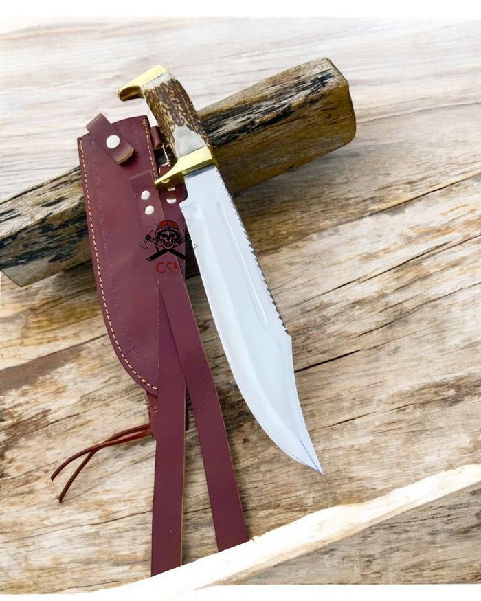 Highlander Antler Handle Knife Custom Handmade D2 Steel Blade cskforged