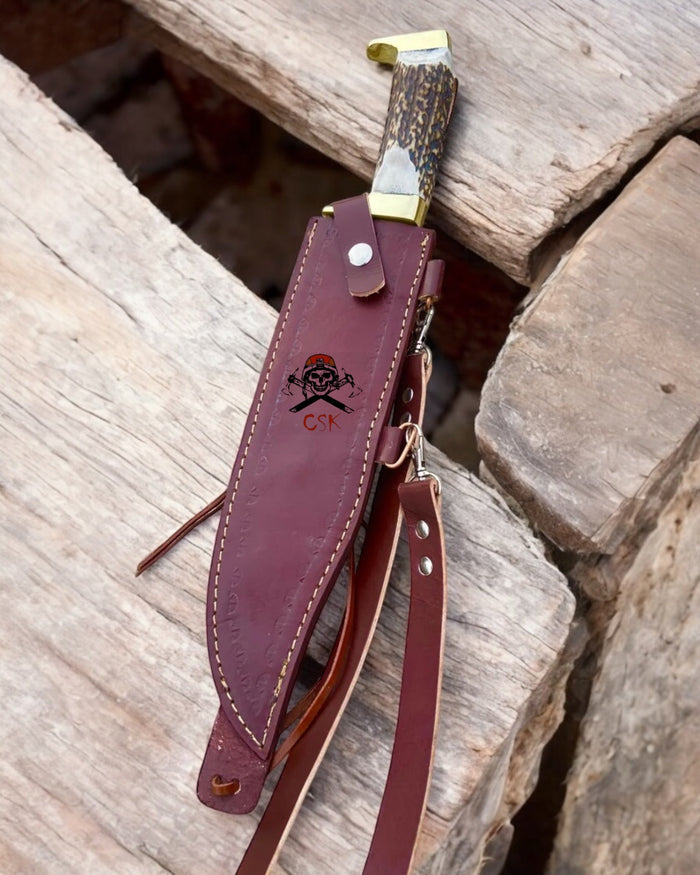 Highlander Antler Handle Knife Custom Handmade D2 Steel Blade cskforged