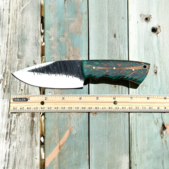 HUNTING KNIFE WITH PINE CONE HANDLE HIGH CARBON STEEL, HANDMADE FIXED BLADE KNIFE cskforged