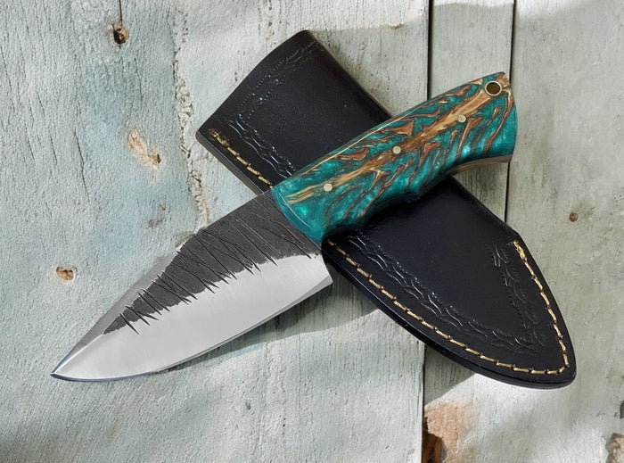 HUNTING KNIFE WITH PINE CONE HANDLE HIGH CARBON STEEL, HANDMADE FIXED BLADE KNIFE cskforged