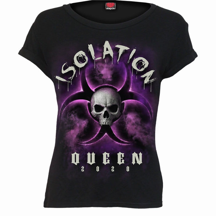 ISOLATION QUEEN - Boatneck Cap Sleeve Top Black Spiral USA