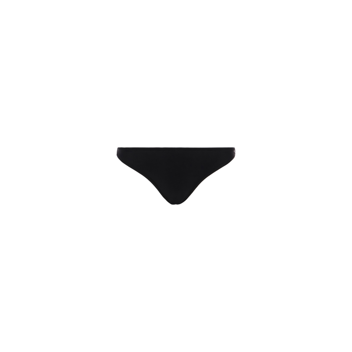 The Jean Bikini Bottom, featuring full coverage in classic black, is displayed against a white background.