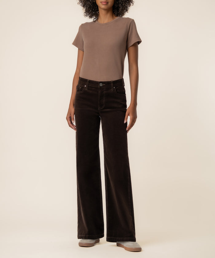 Jean Corduroy High Rise Wide Straight Leg in Brownie