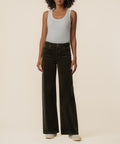 Jean Corduroy High Rise Wide Straight Leg in Olive