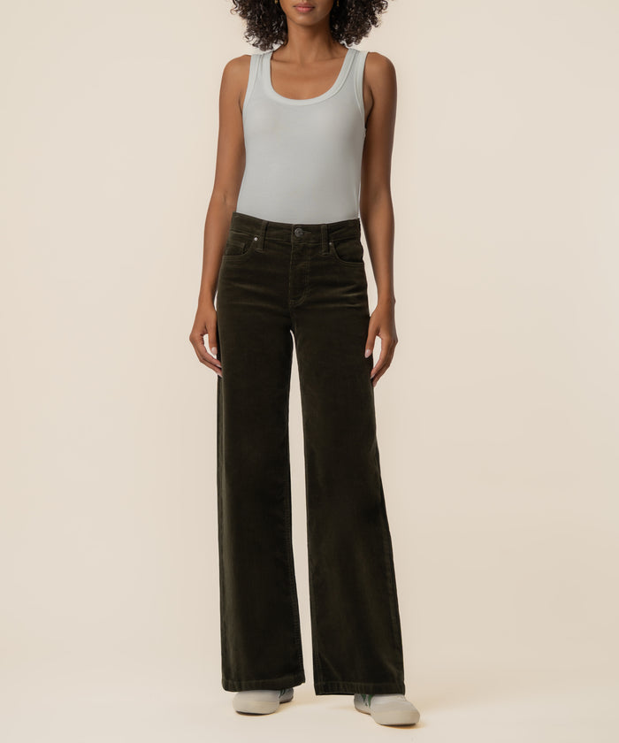 Jean Corduroy High Rise Wide Straight Leg in Olive