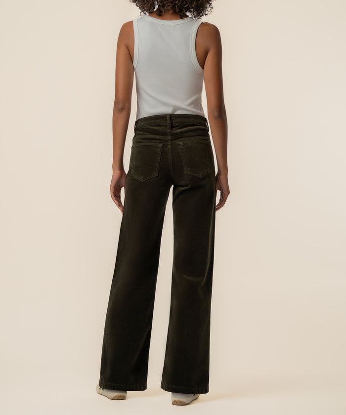 Jean Corduroy High Rise Wide Straight Leg in Olive