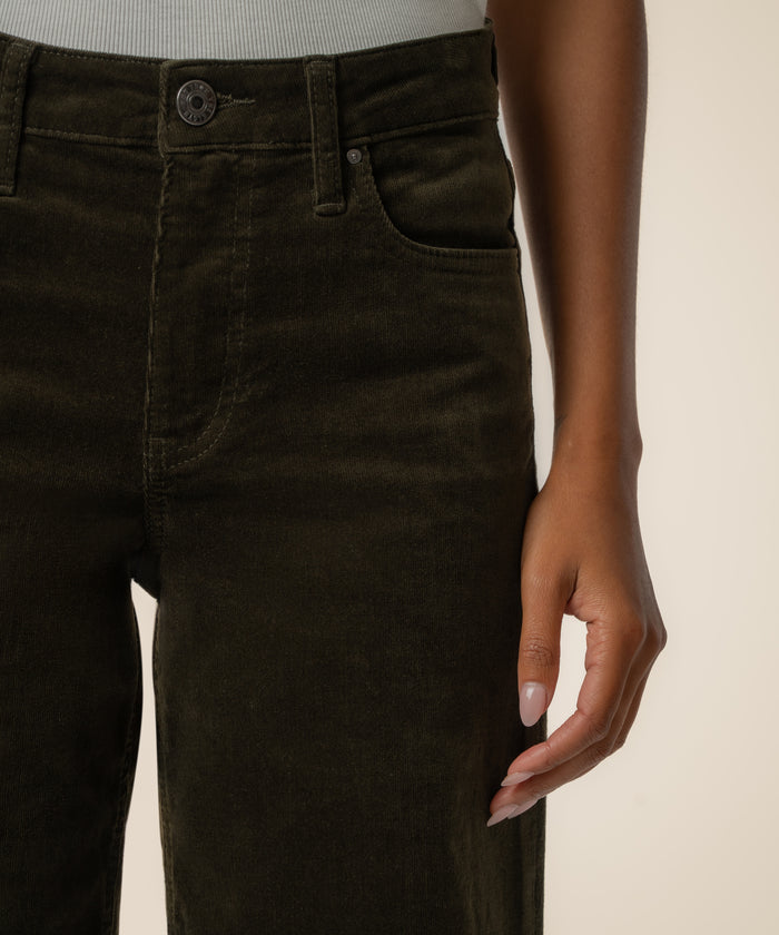 Jean Corduroy High Rise Wide Straight Leg in Olive