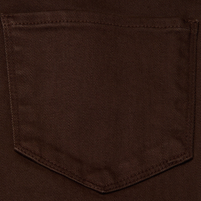 Close-up of a dark brown fabric pocket with visible stitching, featured on the Joanne Low-Rise Wide-Leg Jean.