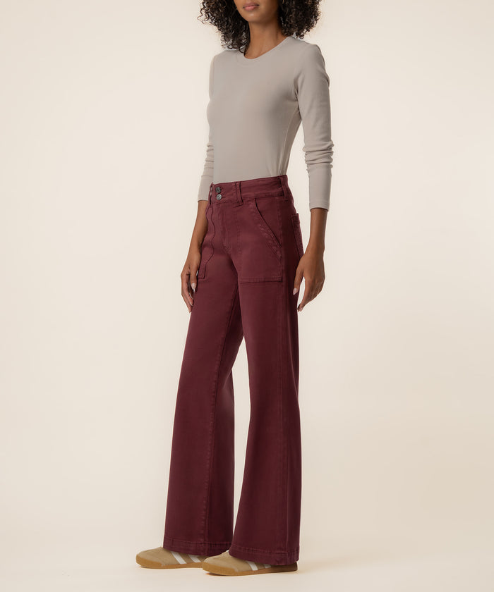 Jodi Twill High Rise Straight Leg in Claret