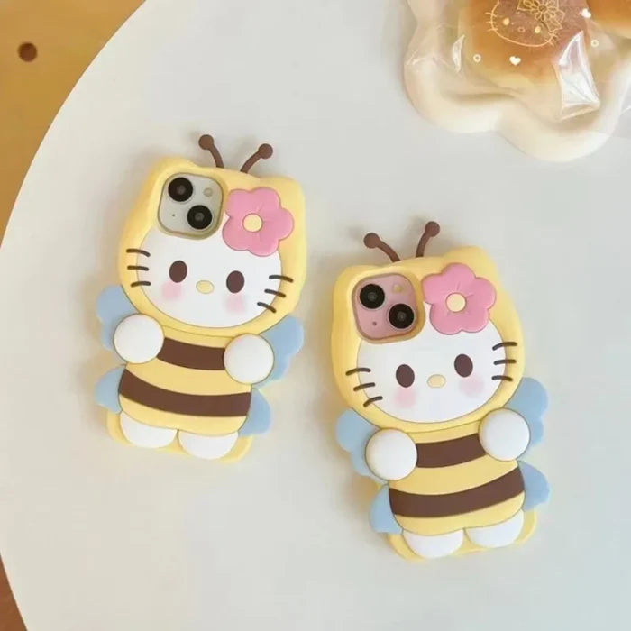 Kawaii 3D Cartoon Bee Hello Kitty Phone Case PhoneShells