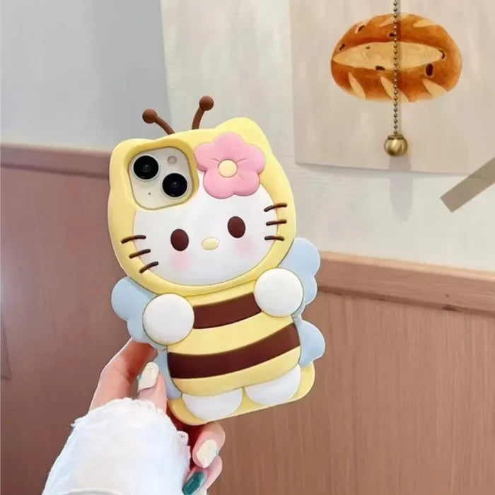 Kawaii 3D Cartoon Bee Hello Kitty Phone Case PhoneShells