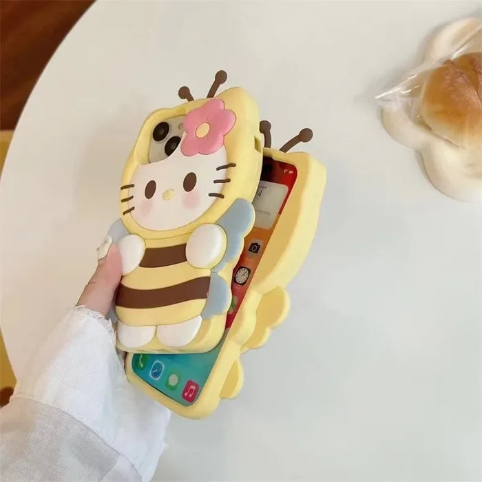 Kawaii 3D Cartoon Bee Hello Kitty Phone Case PhoneShells