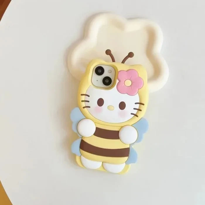 Kawaii 3D Cartoon Bee Hello Kitty Phone Case PhoneShells