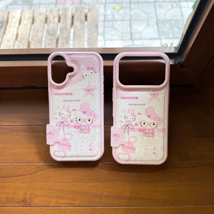 Kawaii Cute Chef Hello Kitty Cat Polka Dots Phone Case For iPhone PhoneShells