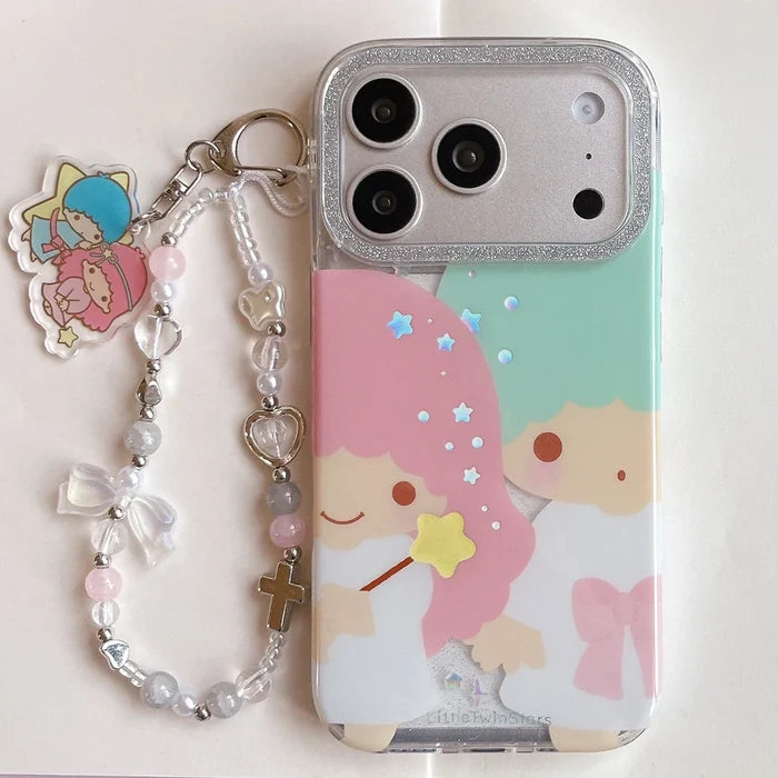 Kawaii Cute Couple Cartoon Star Gemini  Sparkling Phone Case For iPhone PhoneShells