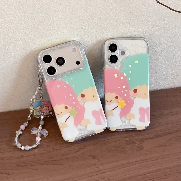 Kawaii Cute Couple Cartoon Star Gemini  Sparkling Phone Case For iPhone PhoneShells