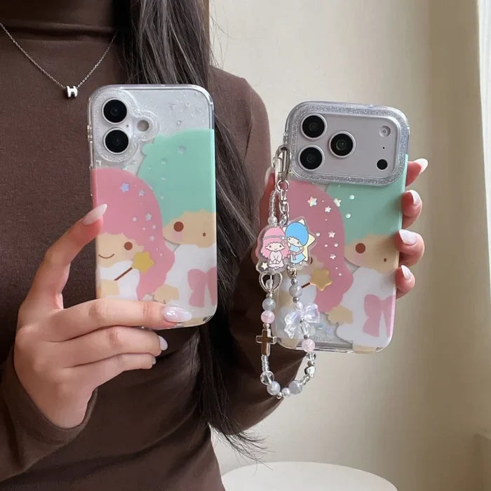 Kawaii Cute Couple Cartoon Star Gemini  Sparkling Phone Case For iPhone PhoneShells