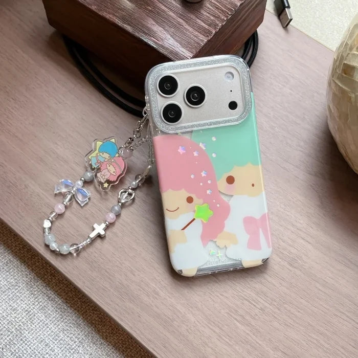 Kawaii Cute Couple Cartoon Star Gemini  Sparkling Phone Case For iPhone PhoneShells