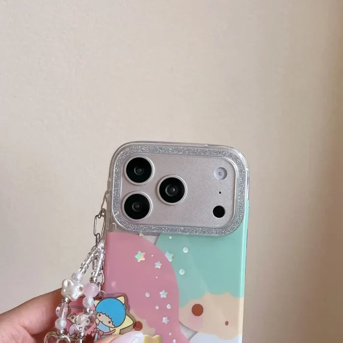 Kawaii Cute Couple Cartoon Star Gemini  Sparkling Phone Case For iPhone PhoneShells