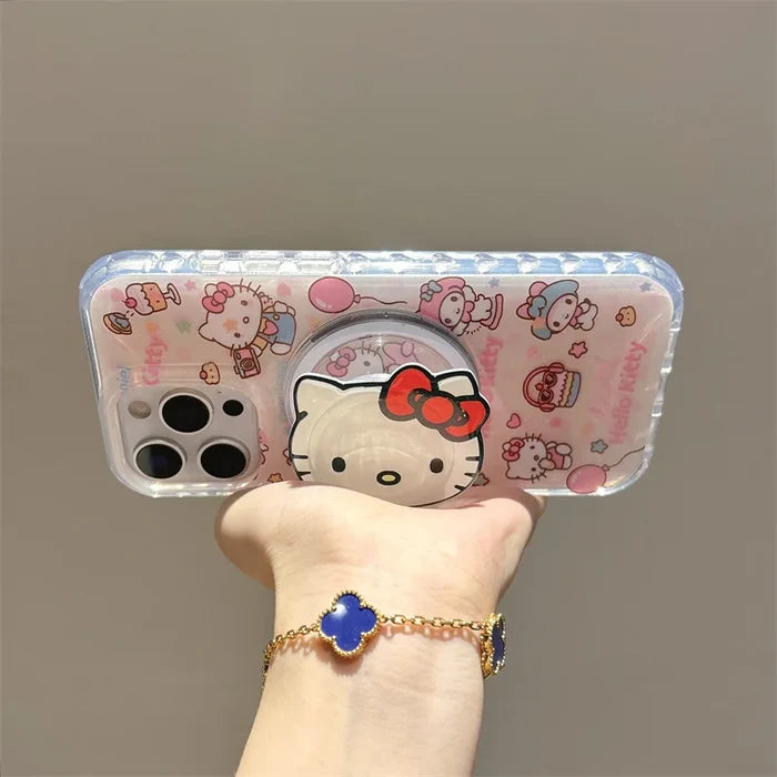 Kawaii Sweet Cake Hellokitty Glitter Magnetic Phone Case For iPhone PhoneShells