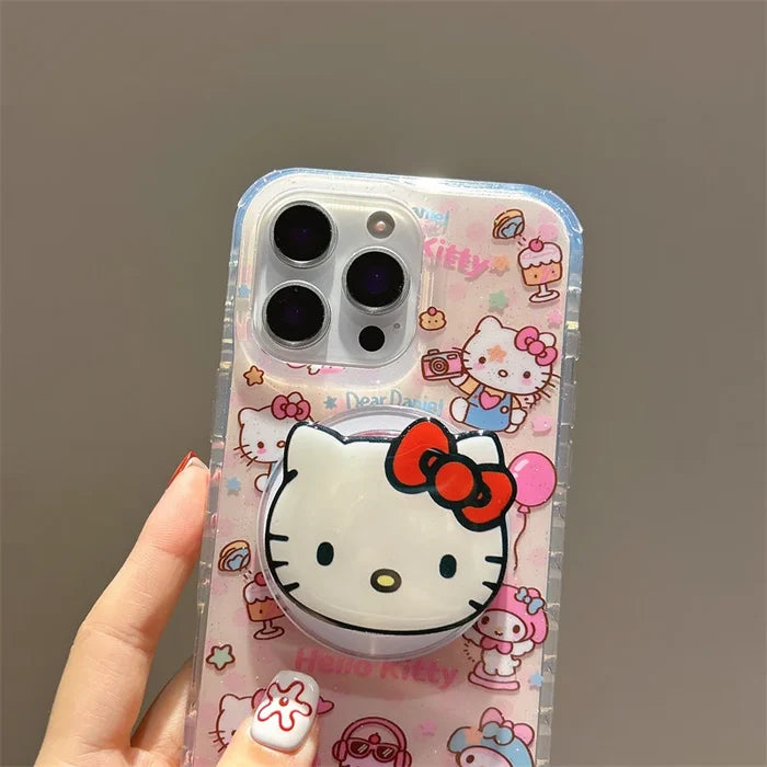 Kawaii Sweet Cake Hellokitty Glitter Magnetic Phone Case For iPhone PhoneShells