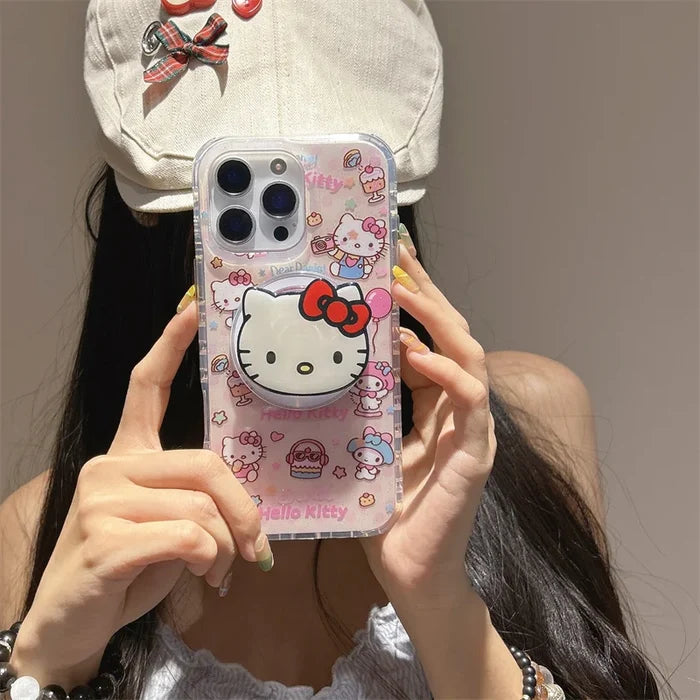 Kawaii Sweet Cake Hellokitty Glitter Magnetic Phone Case For iPhone PhoneShells